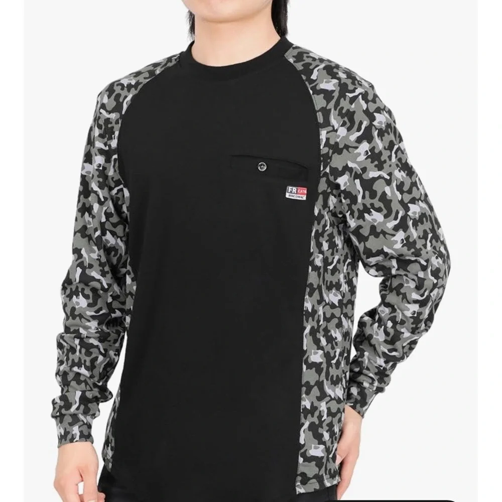 BOCOMAL FR‎ CAT2 Flame Resistant Work Shirt 2XL Camo Long Sleeve NFPA2112